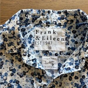 Frank & Eileen Medium Blue Floral Cotton Long Sleeve Button Collared Up Shirt